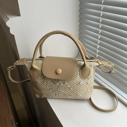 Casual Straw Crossbody Bag Travel Beach Handbag