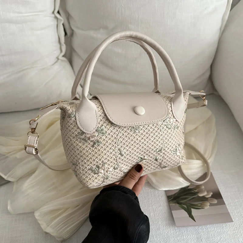Casual Straw Crossbody Bag Travel Beach Handbag