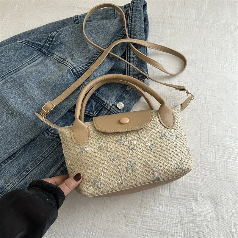Casual Straw Crossbody Bag Travel Beach Handbag