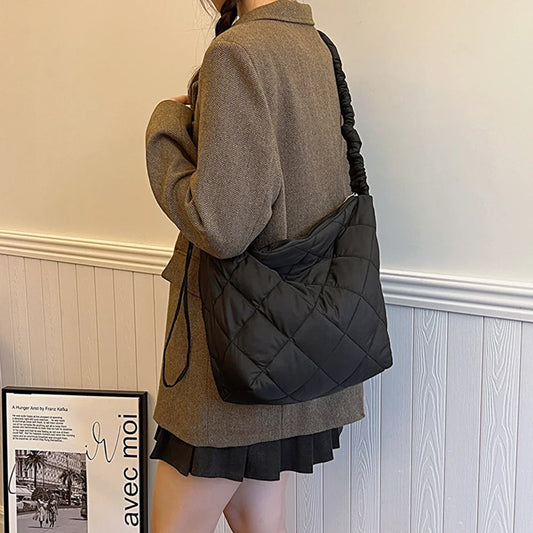 Quilted Puffer Tote Shoulder Bag for Women