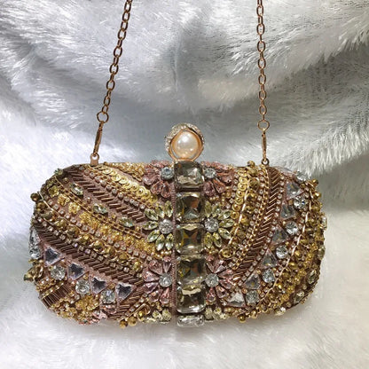 Water Diamond Crystals Rhinestone Heart Clutch Bag for Women