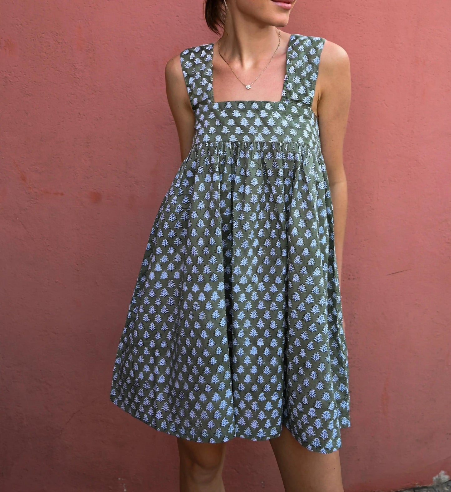 Floral Stripe Tie-Up Mini Dress