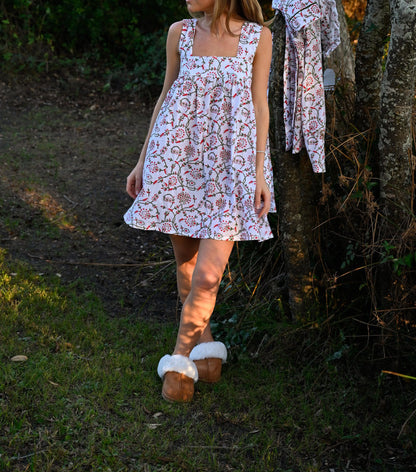 Floral Stripe Tie-Up Mini Dress