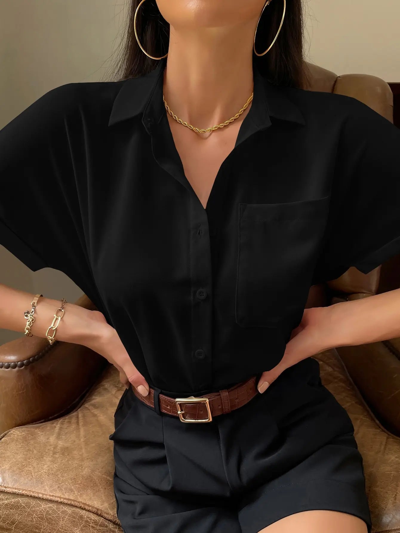 Chiffon Short-Sleeved Casual Blouse