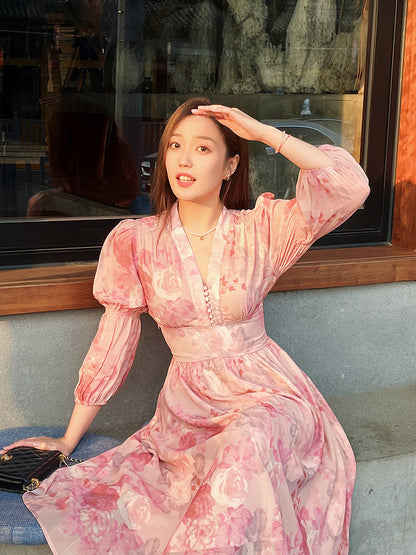 Floral French Dress Slimming Gown New Plus Size