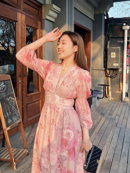 Floral French Dress Slimming Gown New Plus Size