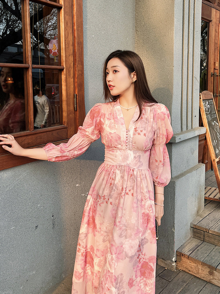 Floral French Dress Slimming Gown New Plus Size