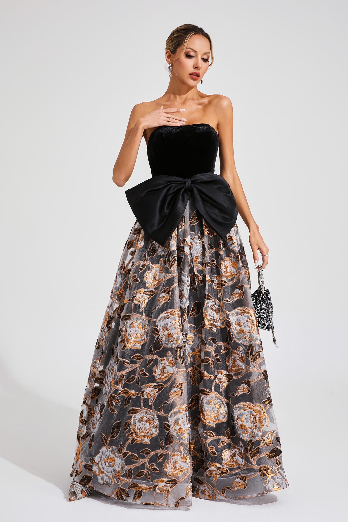 Newton Black Bow Off Shoulder Dress