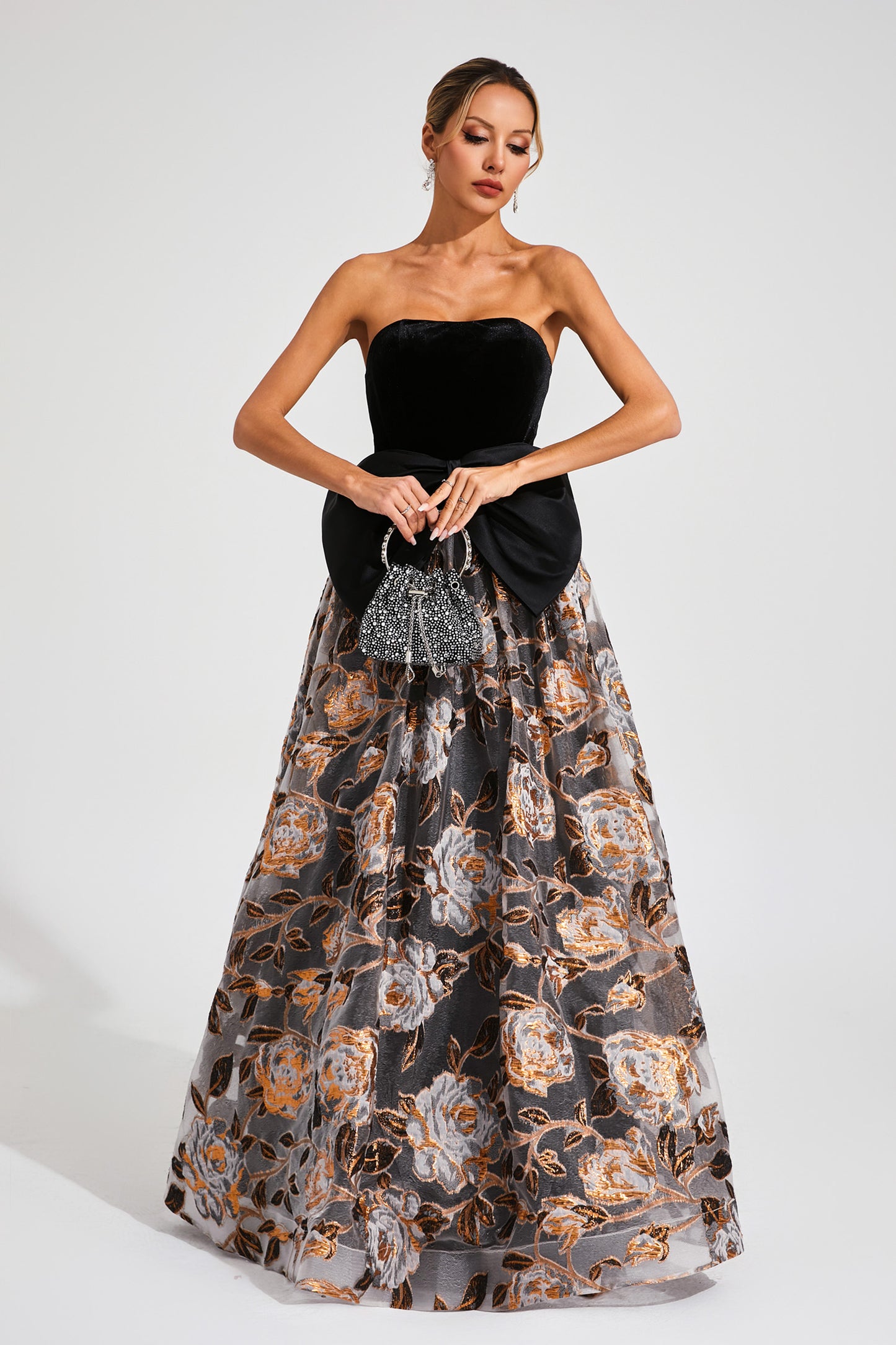 Newton Black Bow Off Shoulder Dress