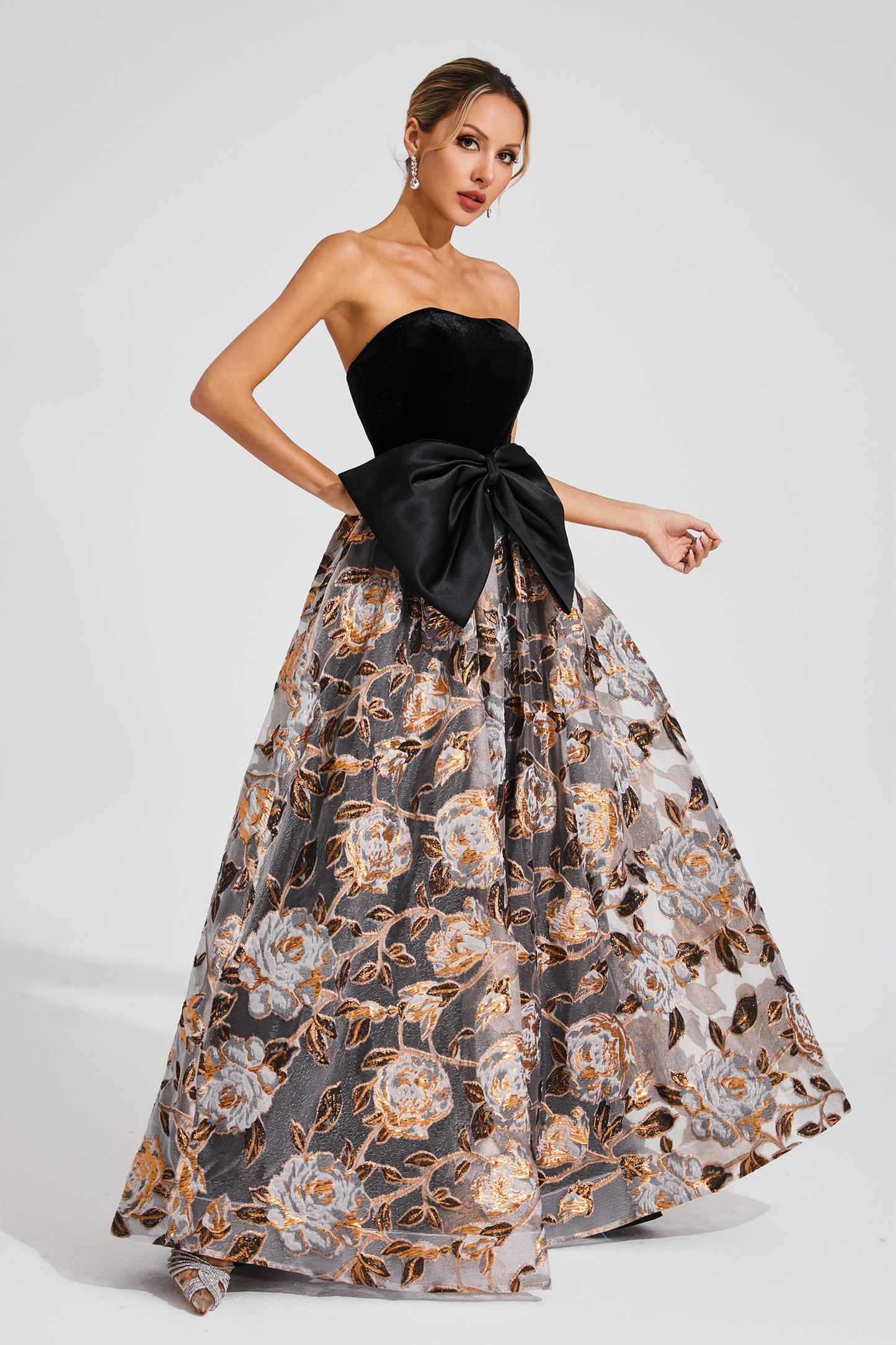 Newton Black Bow Off Shoulder Dress