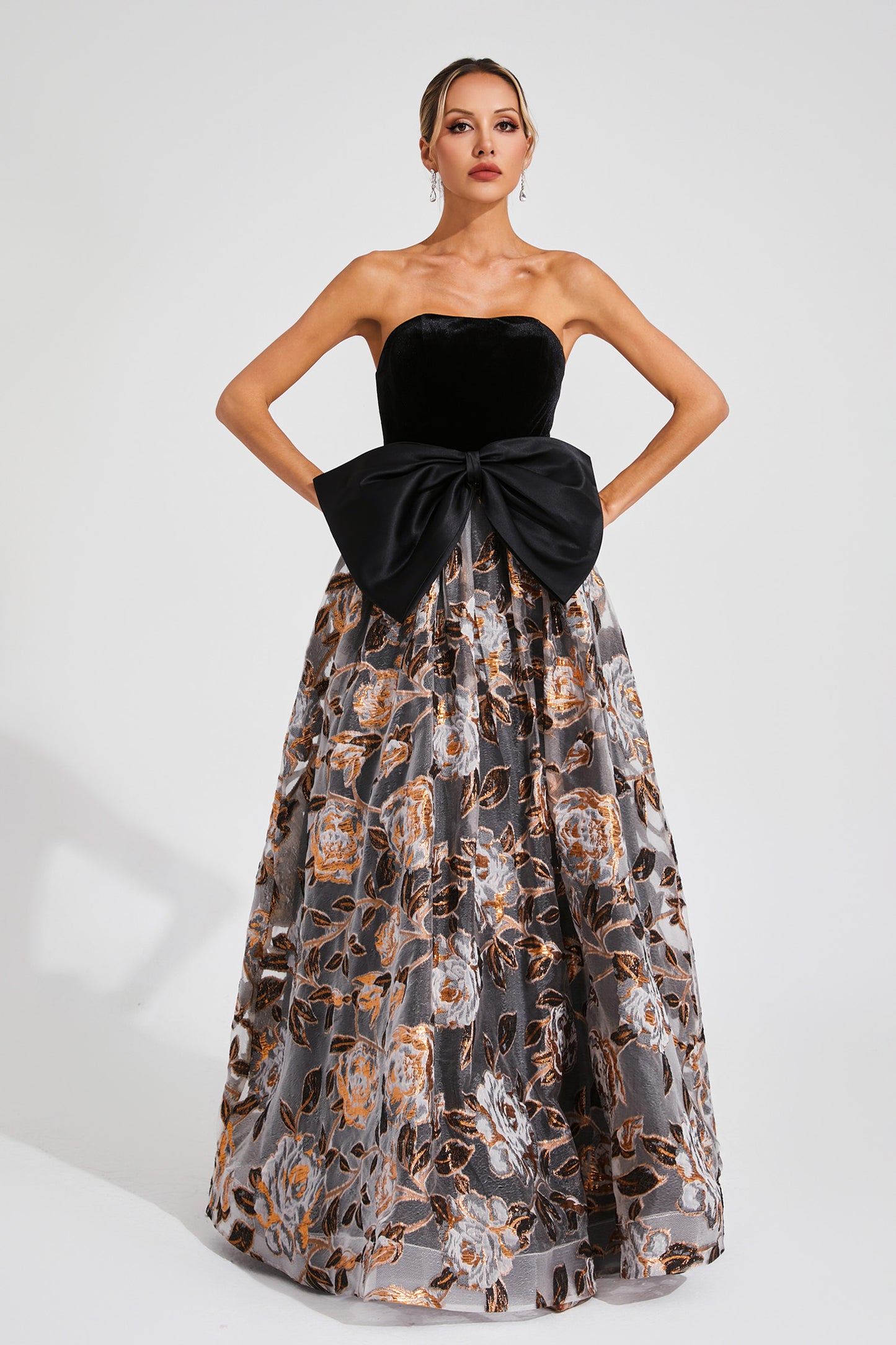 Newton Black Bow Off Shoulder Dress