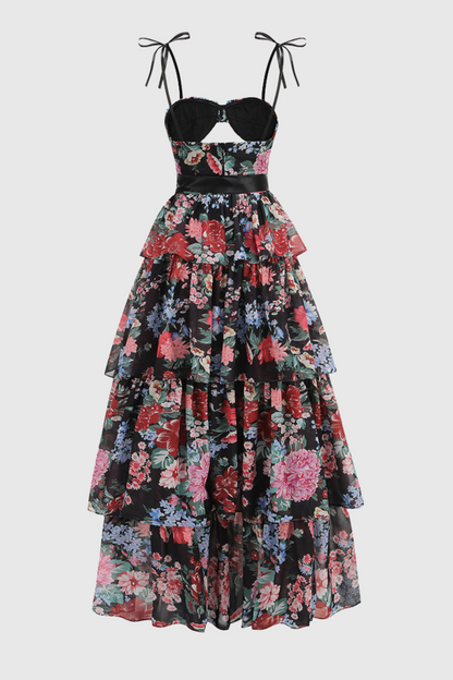 Nicola Floral Cutout Ruffle Skirt Two Piece Set