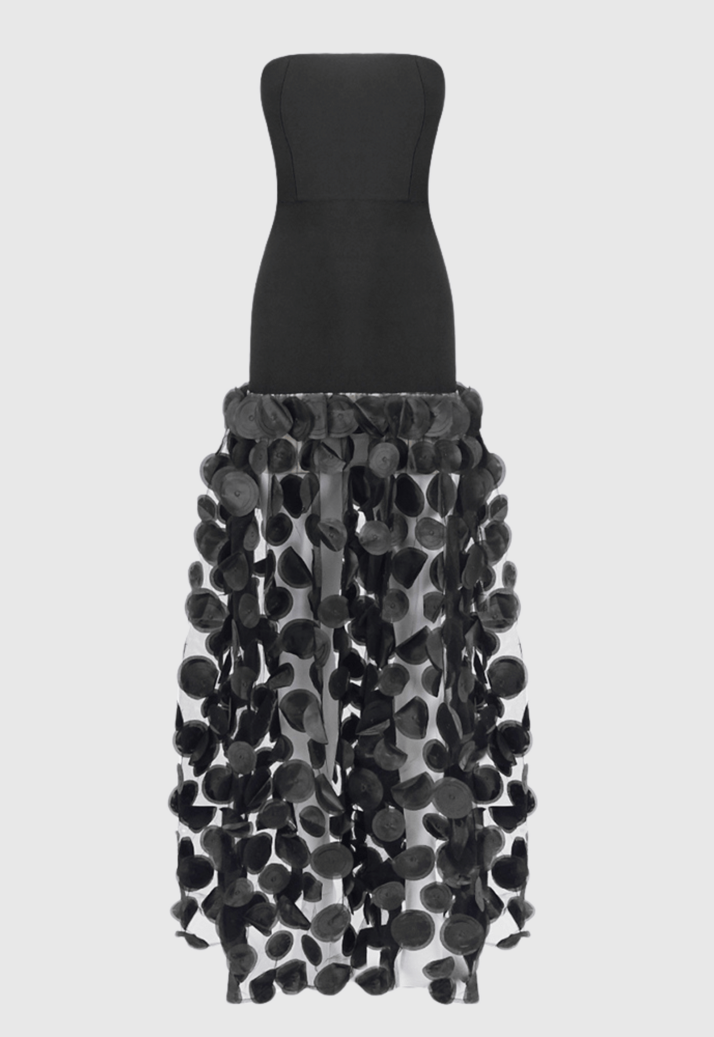Nodin Strapless Dot Mesh Maxi Dress - Black