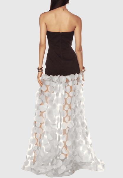 Nodin Strapless Dot Mesh Maxi Dress - White