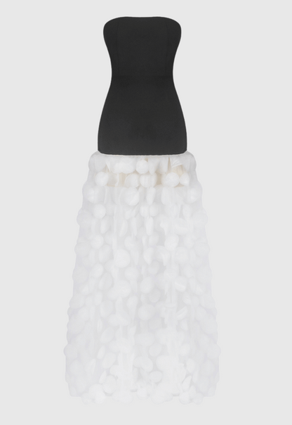 Nodin Strapless Dot Mesh Maxi Dress - White