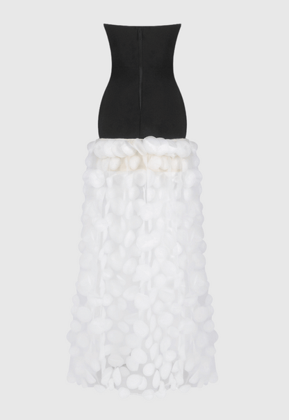 Nodin Strapless Dot Mesh Maxi Dress - White