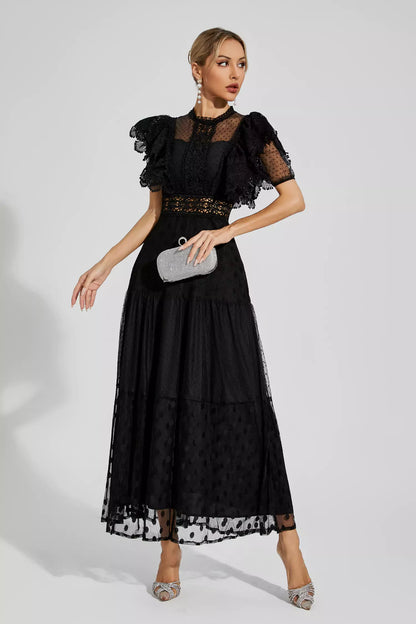 Noor Black Polka Dot Maxi Dress