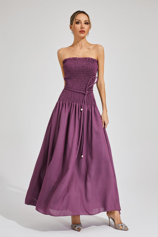 Norma Purple Ruched Off Shoulder Dress