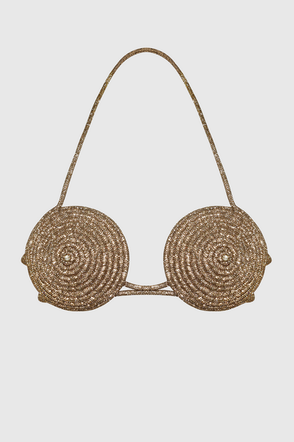 Bakir Crystal Spiral Bra - Gold