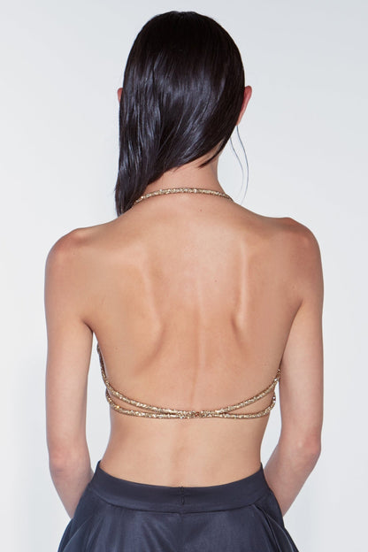 Bakir Crystal Spiral Bra - Gold