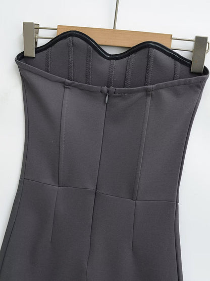 Gray – Strapless Bodycon Sexy Dress