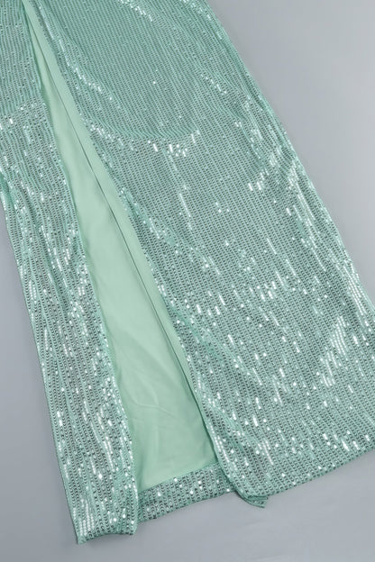 Jorah Halter Split Sequin Maxi Dress