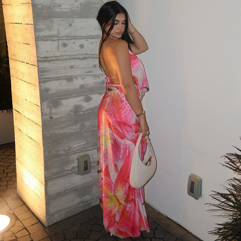 Aviana | Backless Halter Maxi Dress