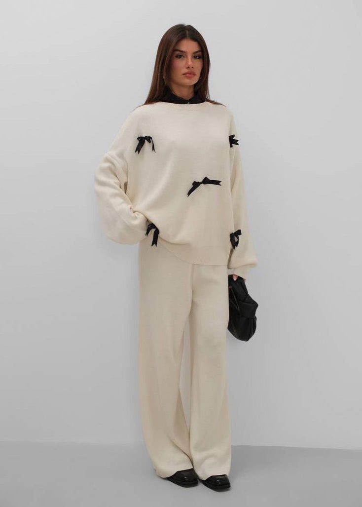 Ribbon-Accented Knit Set