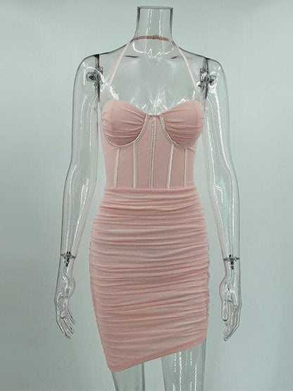 Corset Asymmetric Halter Dress