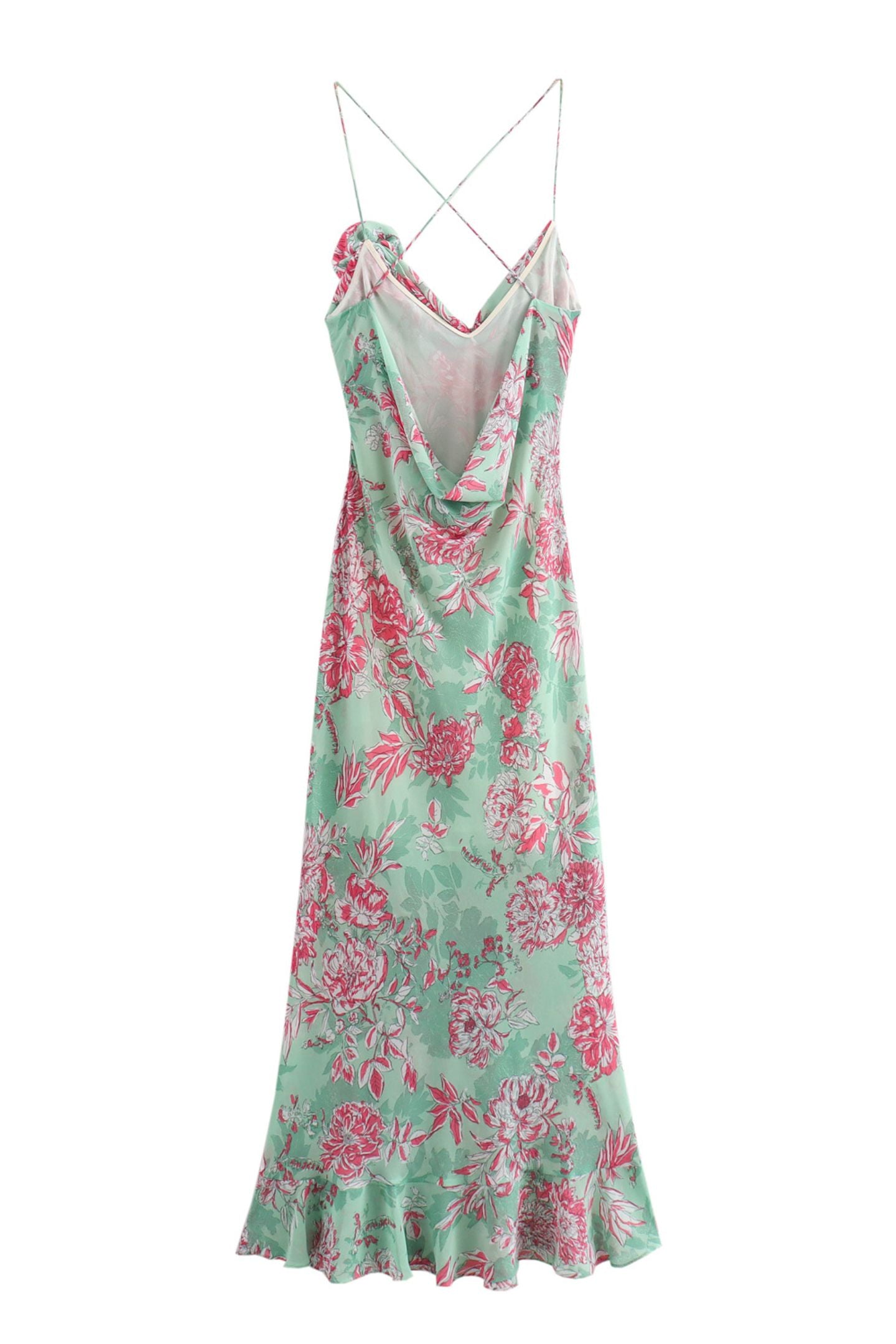Sabina Floral Printed Spaghetti Strap Maxi Dress
