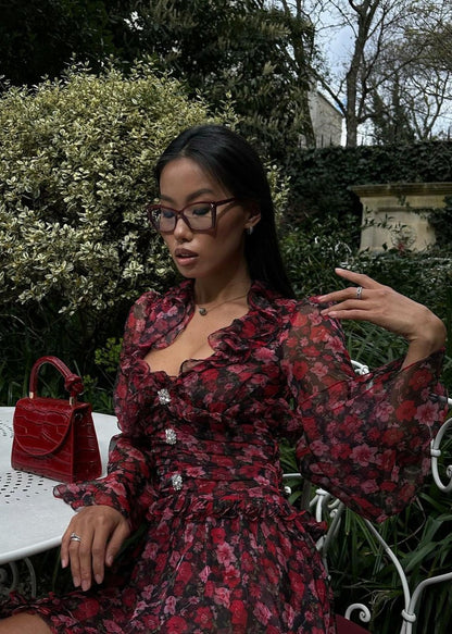 Roselle Ruffled Floral Mini Dress