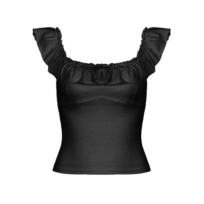 U neck ruffle solid backless cami top