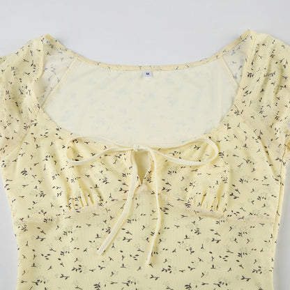 Vintage Floral Mesh Sexy Blouse