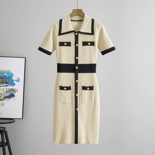 Apricot – Elegant Ice Silk Knit Dress