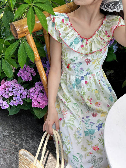 Blush Sunset Floral Dress Off-Shoulder Ruched Tea Party Midi