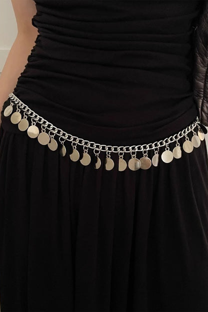 Metallic Disc Fringe Waist Chain