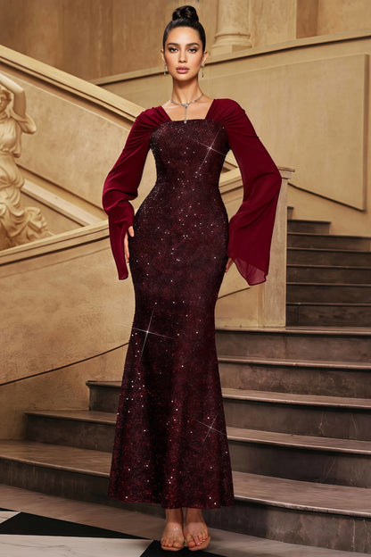 Antony Red V-Neck Sequined Maxi Dress