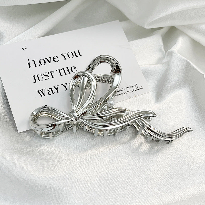 Premium Bow Metallic Large Hair Claw