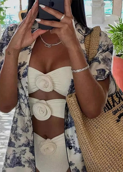 Bloom Bandeau - One Piece Cutout Swimsuit with Floral Detail