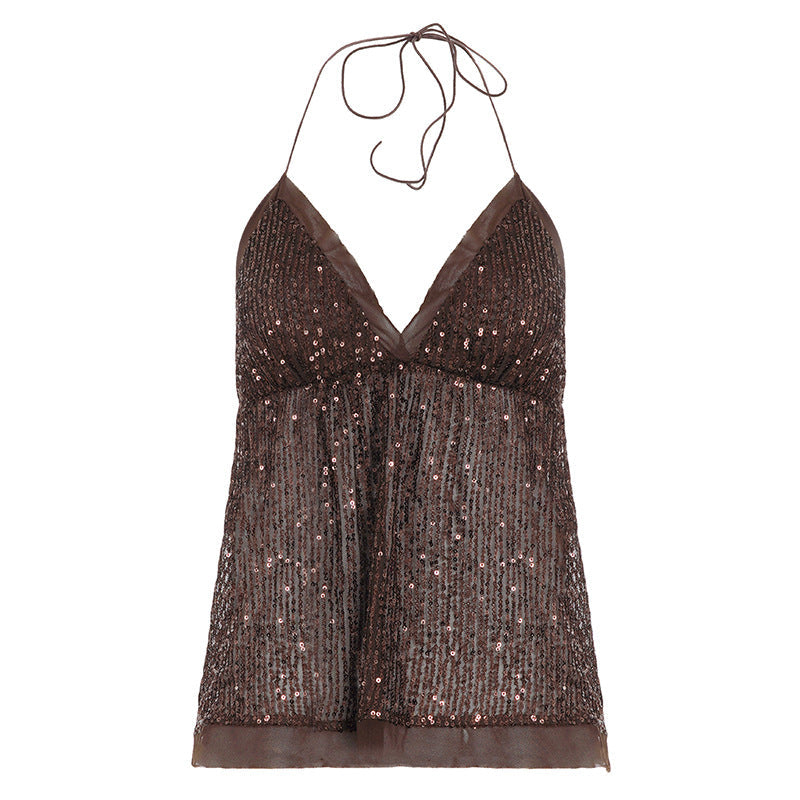 Christine Sequin Halter Skirt Set