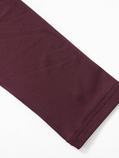 Burgundy One Shoulder High Waist Dress Asymmetric Dress