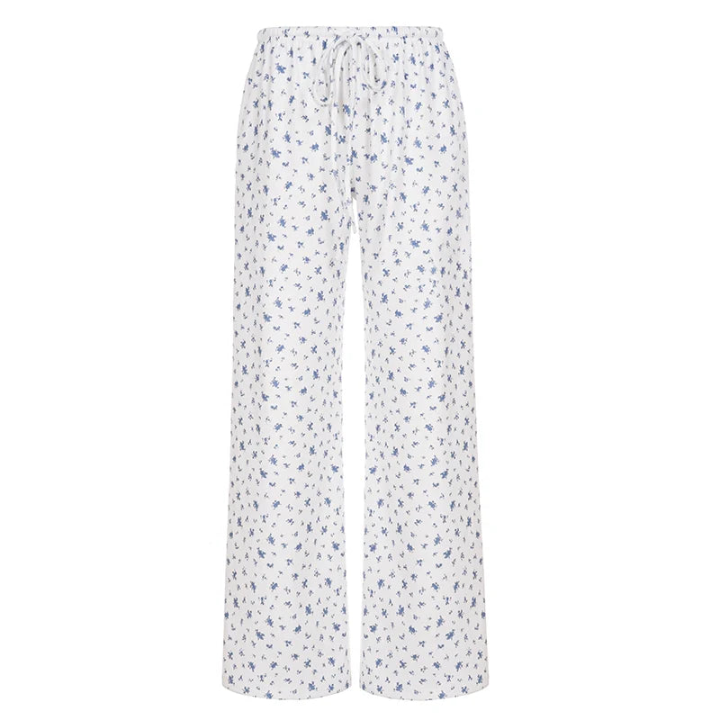 Grey Floral Drawstring Lounge Pants