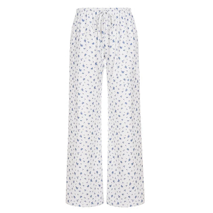 Grey Floral Drawstring Lounge Pants