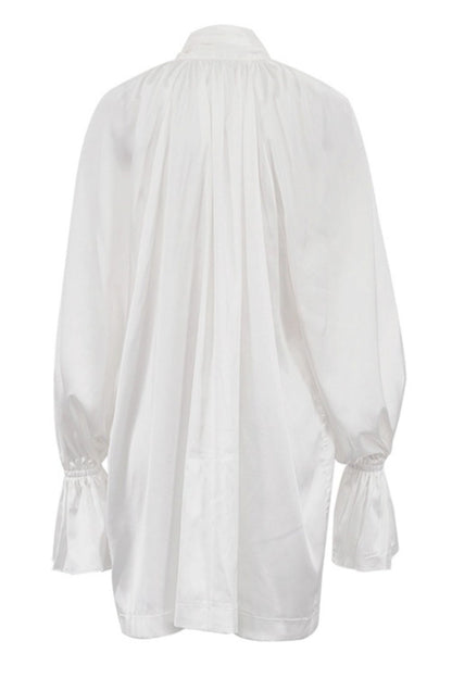 Bradley Tie Neck Satin Mini Shirt Dress