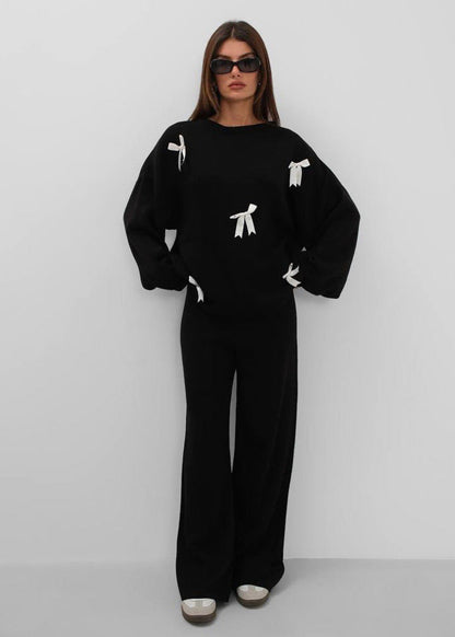 Ribbon-Accented Knit Set