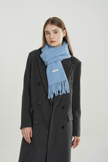 Woven Fringe Wool Blend Scarf