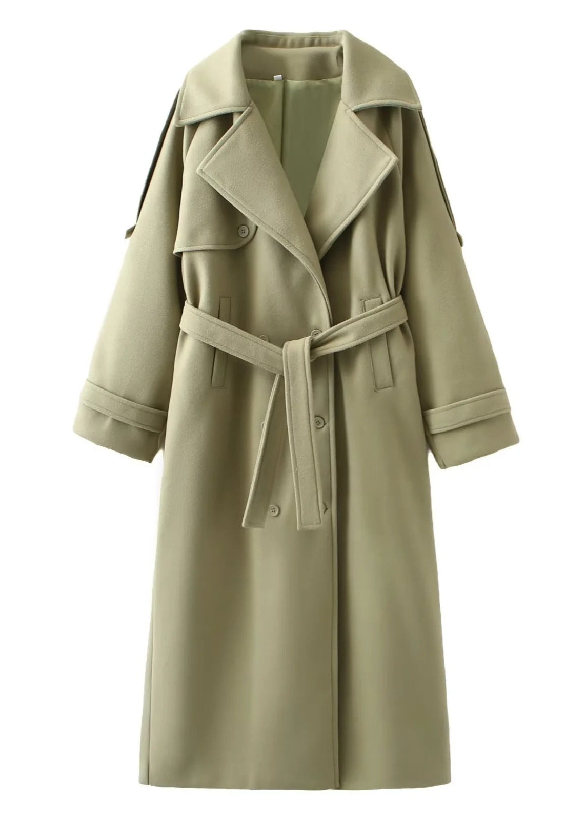 Sage Oversized Belted Coat