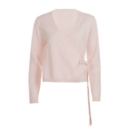 Nalayah V-Neck Tie Knit Top