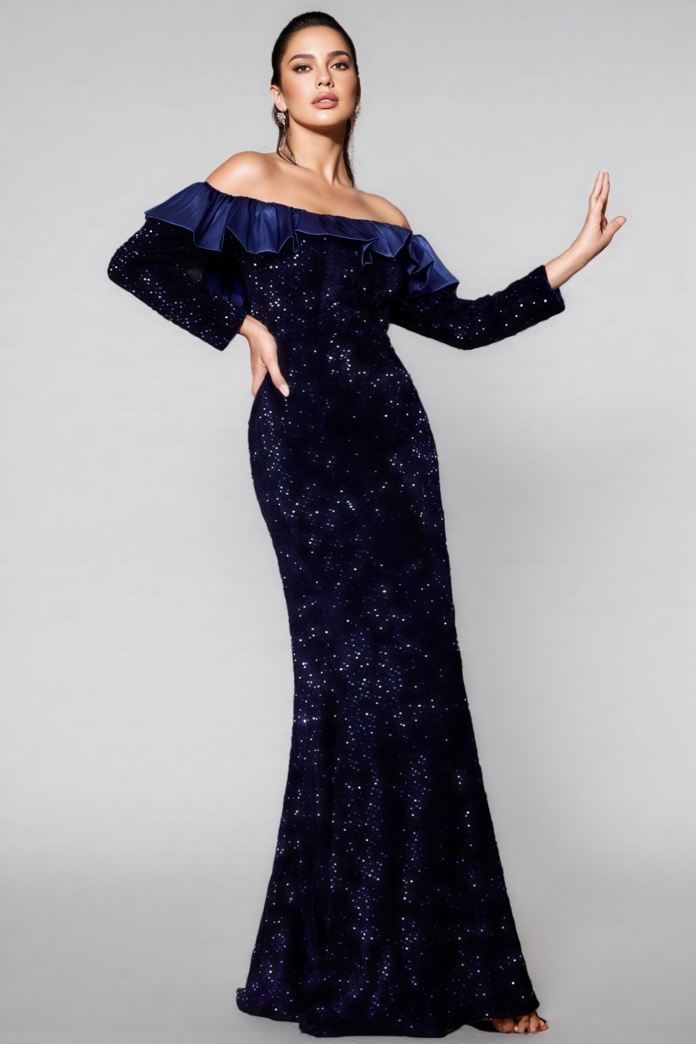Giavanna Fishtail Sequinned Maxi Dress