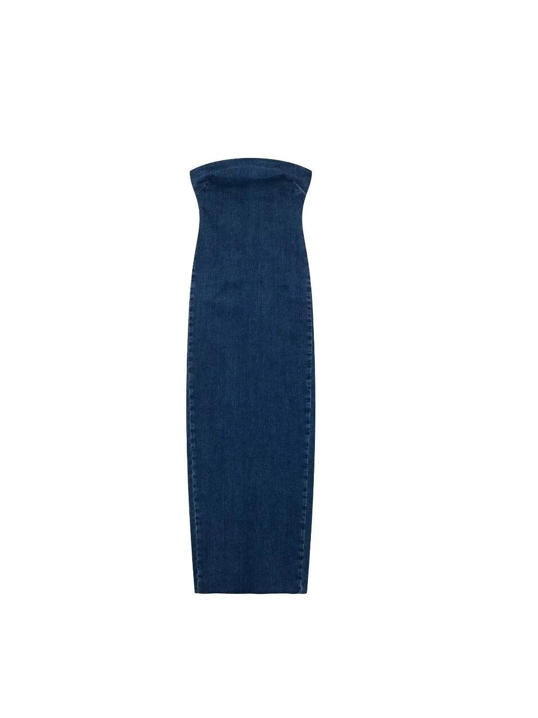 Denim Off Shoulder Tube Dress